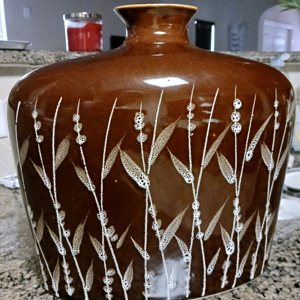 Brown and Cream Ceramic Vase